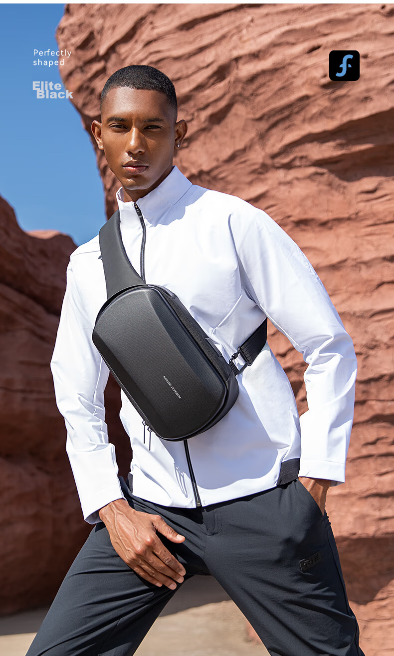 MARK RYDEN Hard Shell Compression Sling Shoulder Bag, Casual Men's Chest Pack, Outdoor Cycling Sports Small Backpack, MR3991 Elite Gray 6