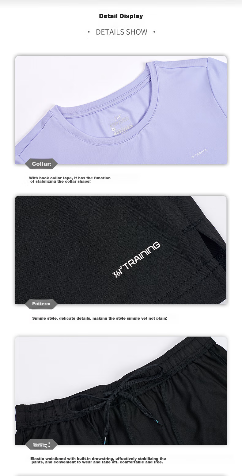 361° Women's Running Outfit Set, Summer New Casual Short-Sleeve Shorts Two-Piece Set 662414001H-4 85