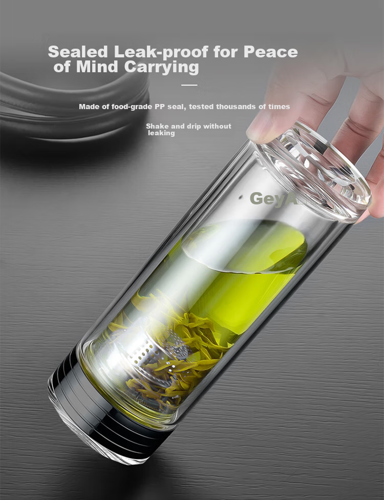 GEYA High-End Double-Layer Glass Cup for Men, Premium Business Glass Tea Cup, Water Cup, Tea Infuser Mug, Gift Customizatio 13