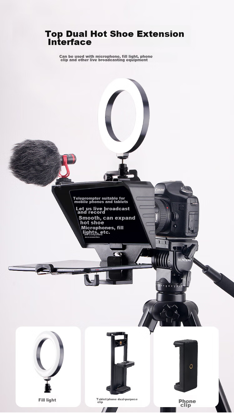 LATZZ Live Streaming Teleprompter Large Screen for Mobile Phones, Tablets, IPads, DSLR Cameras, Mirrorless Cameras Portable Teleprompter for On-Air Reading, Video Recording, Outdoor Live Streaming Interviews with Subtitle Prompter 13