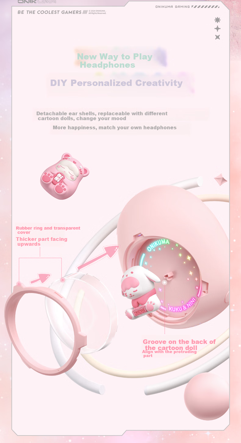 ONIKUMA True Wireless Bluetooth Earphones, Semi In-Ear Style, Cute for Women, Music, Sports And Gaming Headphones, Noise Reduction, Low Latency, Long Battery Life, Suitable for Apple And Huawei, Birthday Gift for Girlfriend 6