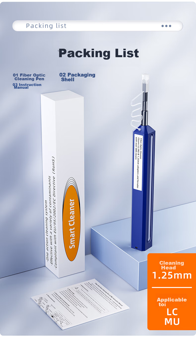 EB-LINK Fiber Optic Cleaning Pen, End Face Cleaning, 1.25mm Push-In Flange Adapter, Optical Module Fiber Optic Cleaner, Suitable for LC/MU Interface 11