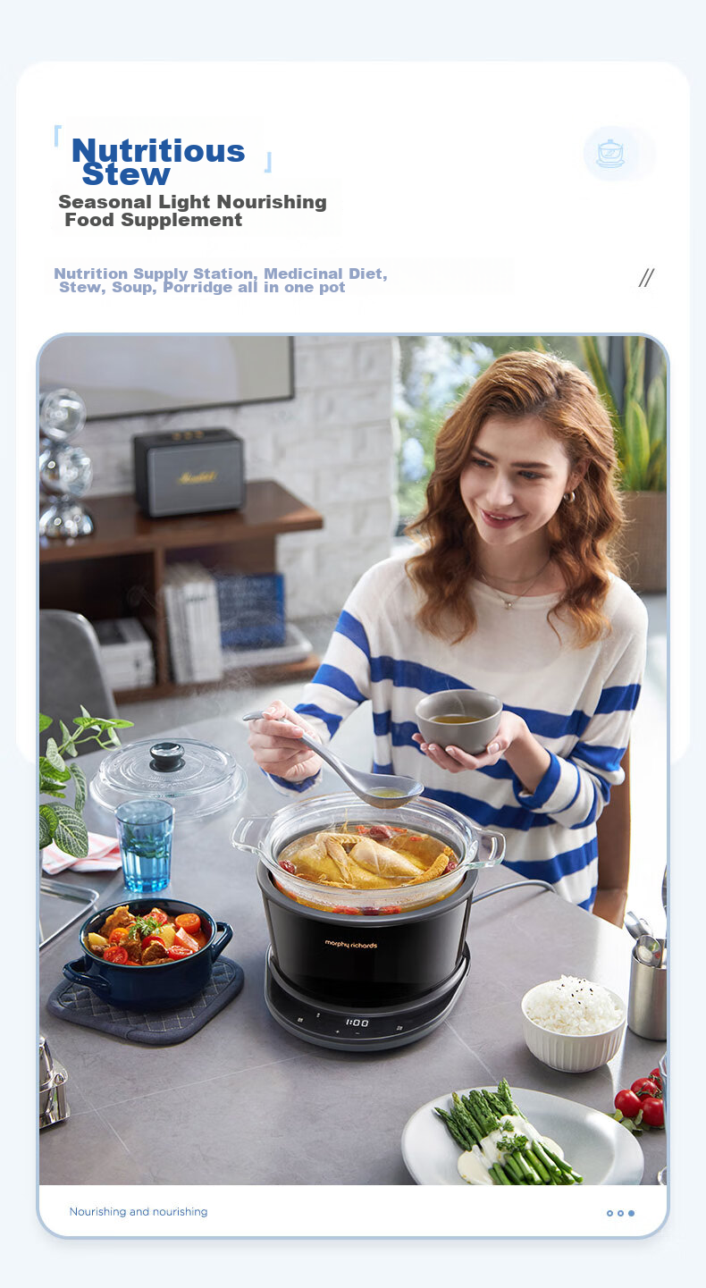 Morphyrichards Multi-Functional Electric Stew Pot, Home Use for Cooking Medicinal Food, 3.5L Soup Pot, Health Pot with Timer Function, Electric Cooking Pot for Stewing Soup, Porridge Cooker, Baby Food Processor, MR9082 8