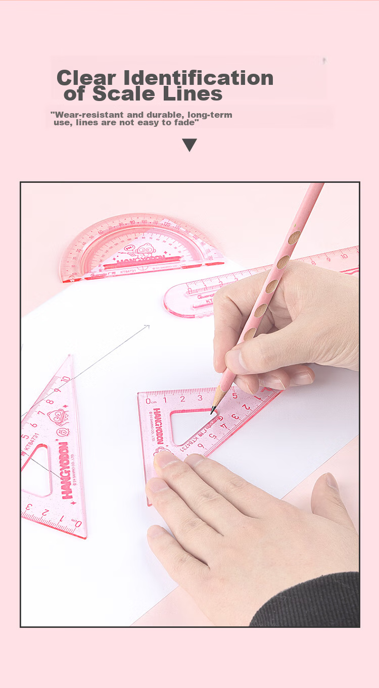 GuangBo Sanrio Student Ruler Set, Large Numbers, 15cm Straight Ruler, Triangle Ruler Set, Little Clown Fish Series, Exam-Specific, Elementary School First Grade Double Wave Ruler, Random Color KT84731 5