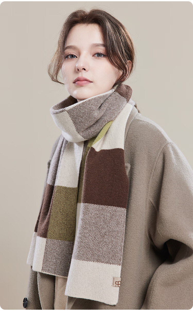 JIUMU Pure Wool Scarf for Women, Autumn And Winter Ladies' Warm Neck Warmer, Gift for Girls on National Day Or Birthday, Gift Box Packaging 18