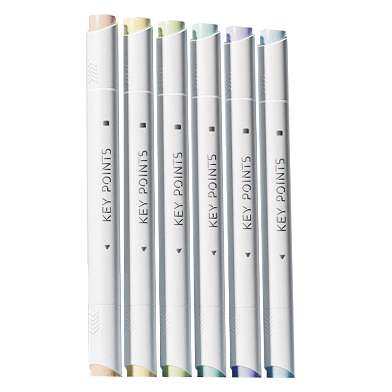 Jianfan 5-Color Morandi Round Pen Dual-Tip Fluorescent Highlighter, Colorful Water-Based Marker, Student Classroom Highlighter, Large Capacity Eye-Friendly Journal Pen, Back-To Stationery Gift