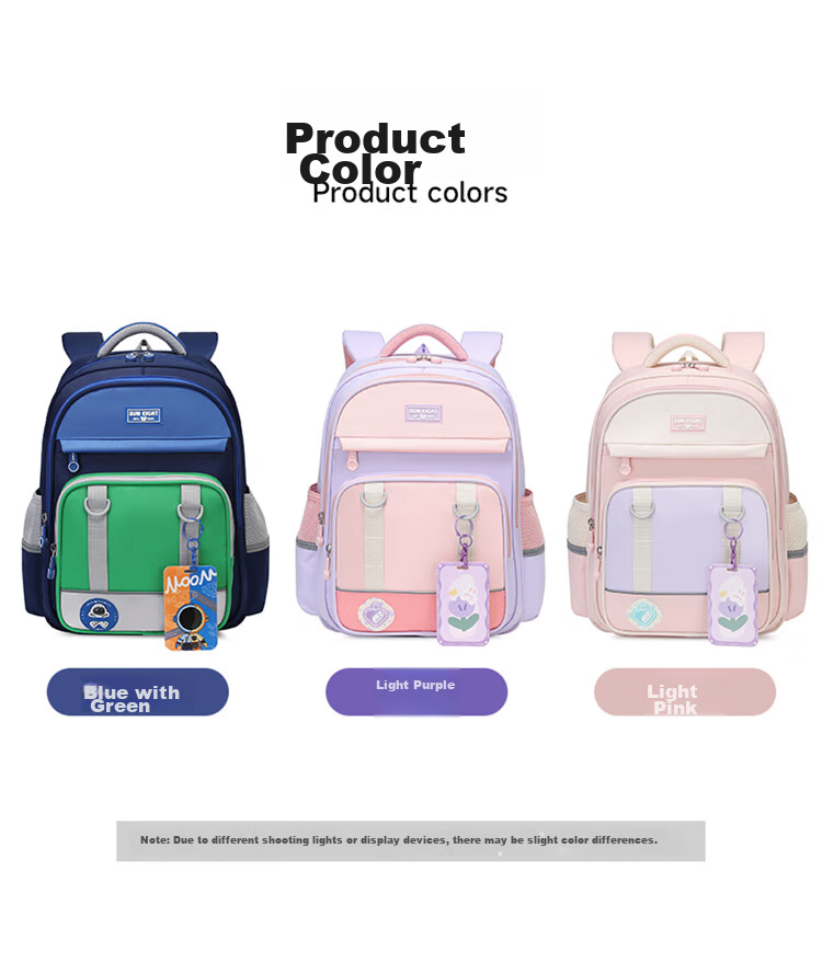 YANGGUANGBADIAN Primary School Children's Backpack Spinal Protection Pressure Relief 4-6 Grade Girls Boys Large Light Purple Shoulder Bag 13