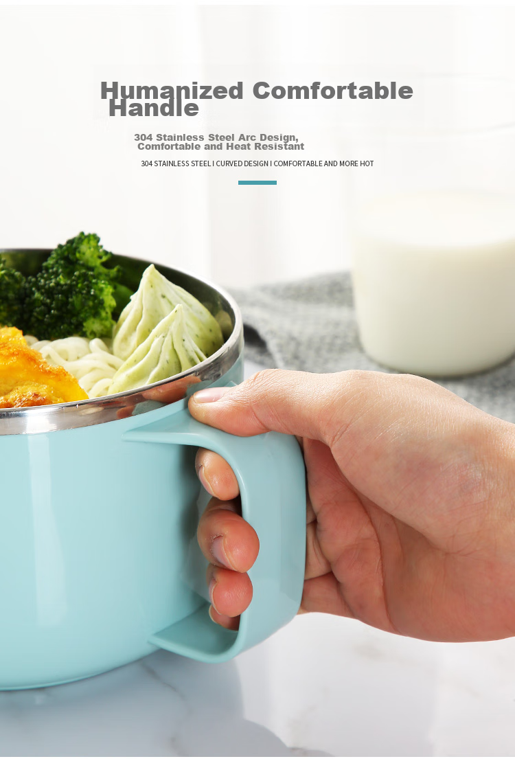 MAXCOOK 304 Stainless Steel Ramen Bowl, Student Lunch Box, Meal Cup, Noodle Cup 1200ML, Avocado Green MCFT0087 8