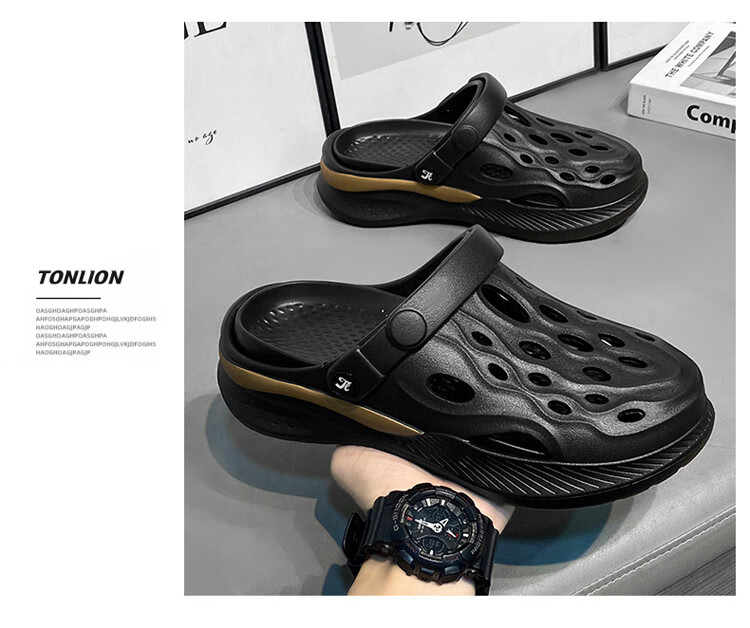 TonLion Sandals for Men And Women, Summer Couple Style, Hole Shoes, Men's Outdoor Breathable Beach Slippers, Beige Brown, Size 40/41 10