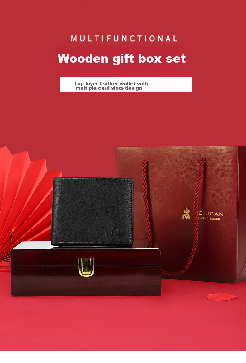 MEXICAN Men's Wallet, Genuine Top-Grain Leather, Multi-Card Slots, High-End Gift Box, Birthday Present for Men And Fathers 1