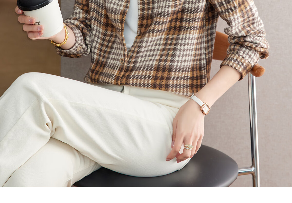 YUZHAOLIN Korean-Style Fashionable Simple Loose Brushed Shirt Versatile Jacket Lapel Plaid Top Women's Blouse Y143C2002 24