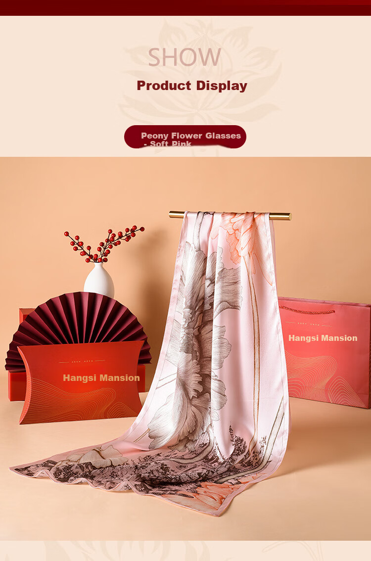 Hangsifu Silk Scarf, Chinese Style Mulberry Silk Shawl, Long Scarf, Gift for Wife Or Mother's Birthday, Practical Present for Women, Holiday Gift 7