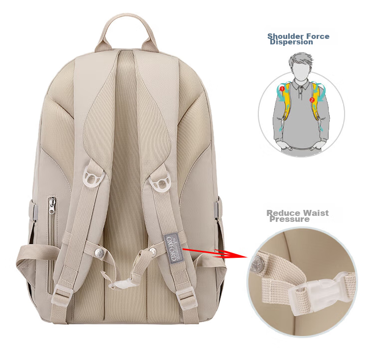 UNIVERSITY OF OXFORD Backpack for Male And Female Primary And Secondary School Students, Lightweight Casual Backpack for Middle And High School Students, X1069 Khaki 14