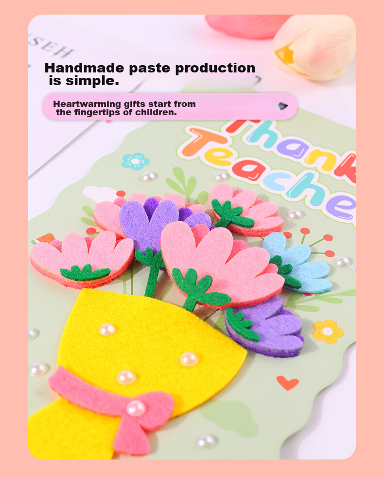 BOJIAO 3D Greeting Card DIY Handmade Material Kit, High-End Feel Handheld Creative Bouquet Preserved Flowers, Blessing Card, Teacher's Day Gift for Teachers And Students' Day Present 5
