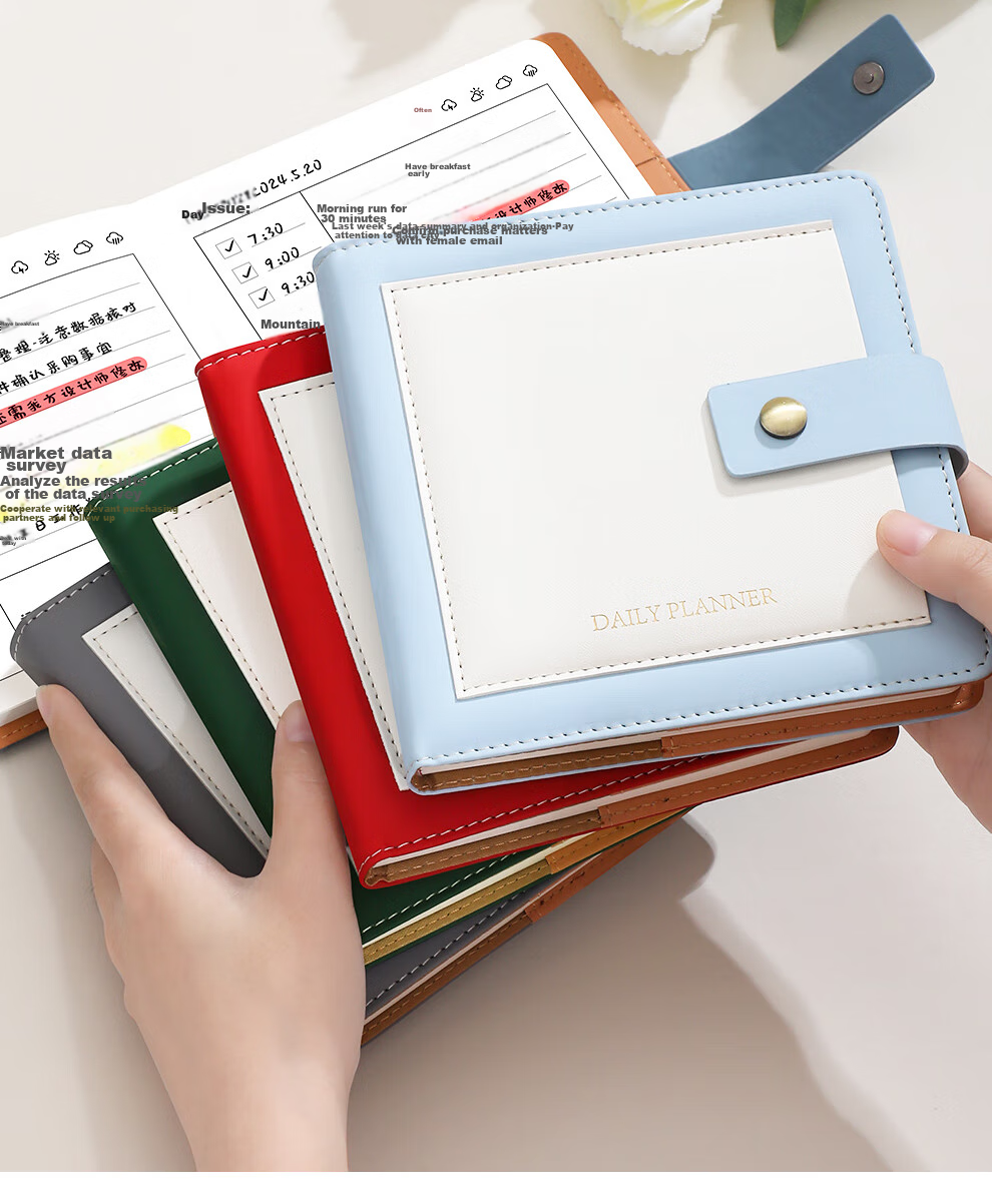 Jiaranheng Daily Planner, Square Notebook, Portable Stationery, Mini Pocket Notebook, Schedule Book, High-Quality Time Management, Self-Discipline Check-In Work And Study Notebook, Gray 2