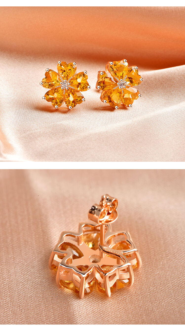 JOLEE S925 Silver Stud Earrings, Fashionable Luxury Yellow Crystal Heart-Shaped Colored Gemstone Jewelry, Gift for Women on May 20th And Mother's Day 11