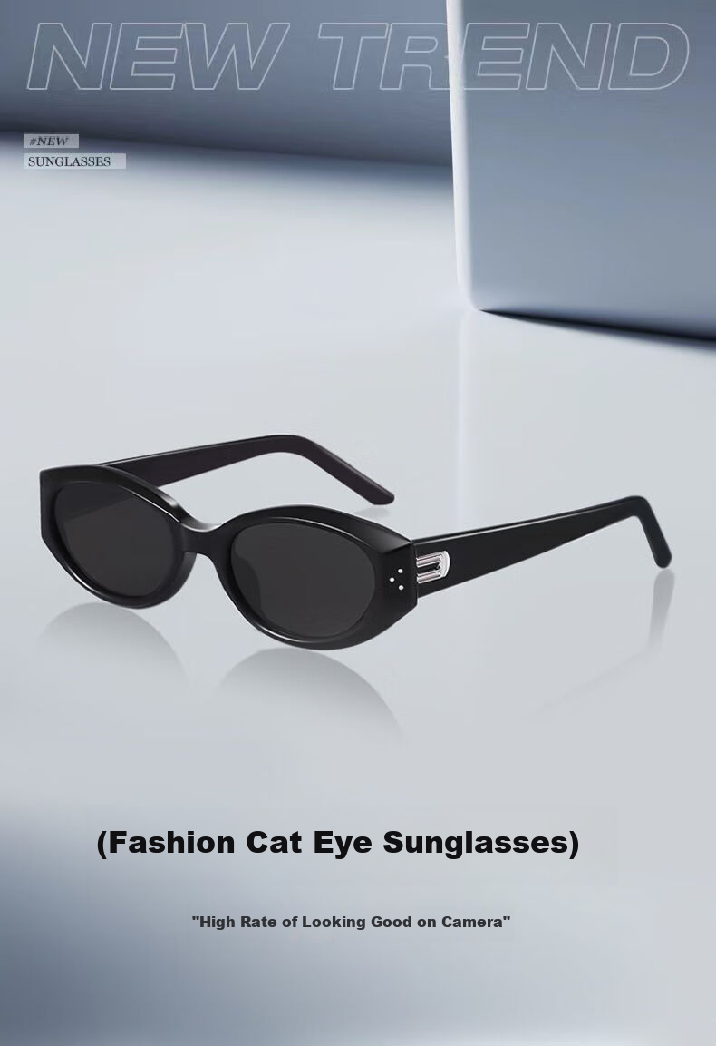 Angelamiao Women's Cat-Eye Small Frame Versatile Fashionable Sunglasses, High-Definition Polarized Sunglasses for Back-To 1
