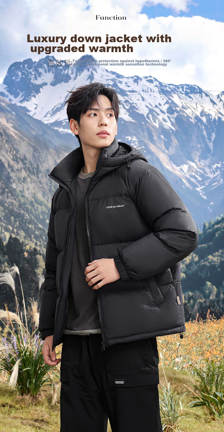 SNOWFLYING Autumn And Winter New Down Jacket for Men And Women, Short Hooded Fashion Puffer Coat, 90% Down, Thickened Warm Outerwear 3