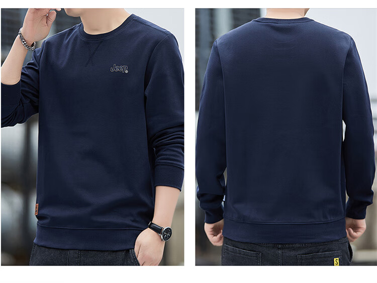 JEEP Men's Sweatshirt, Loose-Fitting Round Neck Long-Sleeve T-Shirt for Spring And Autumn, Men's Base Layer Clothing, Royal Blue, Size L 4