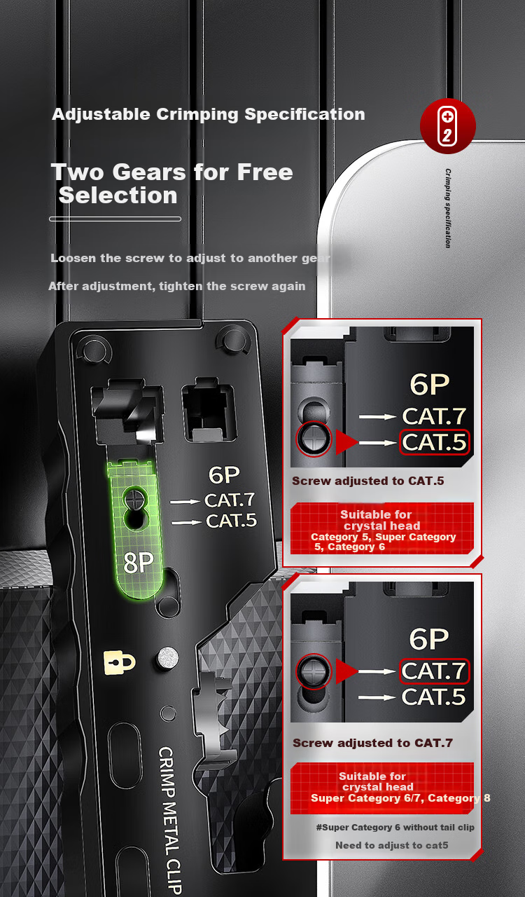 AMPCOM Flagship AMPCOM Category 7 Cable Crimper, Through-Penetrating Swallow-Tail Clip, Cat5e/6/7 Shielded RJ45 Connector Crimping Pliers, 4-In Wire Stripper/cutter/breaker AR728YE 8