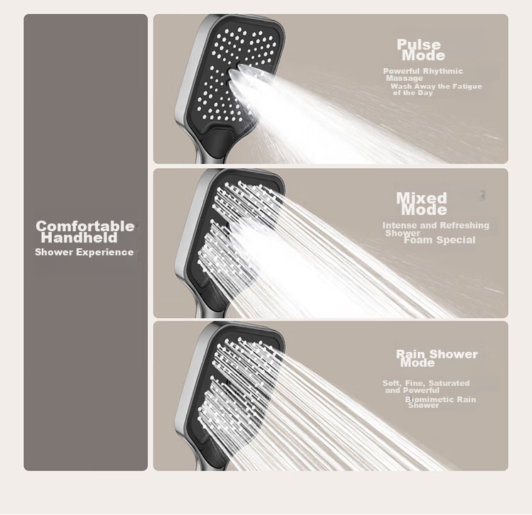 Larsd Shower Head Set with High-Pressure Shower Head, Piano Key Gun Gray Bathroom Shower Head LD7856H 8