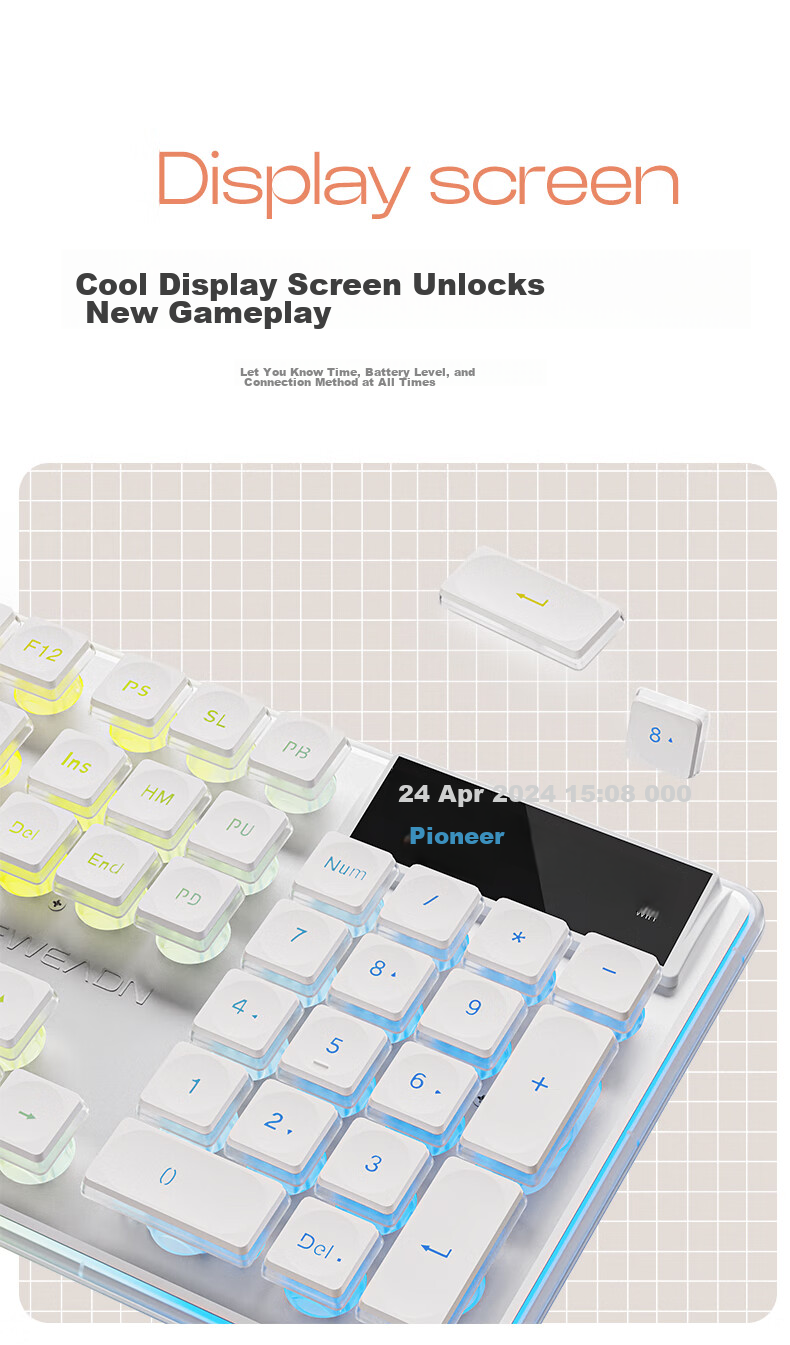 EWEADN V3pro Wireless Bluetooth Wired Tri-Mode Keyboard And Mouse Set with Real Mechanical Feel, Low Noise, Slim Design for Gaming And Office Use on Laptops, Desktop Computers, IPad Universal External Peripherals 4