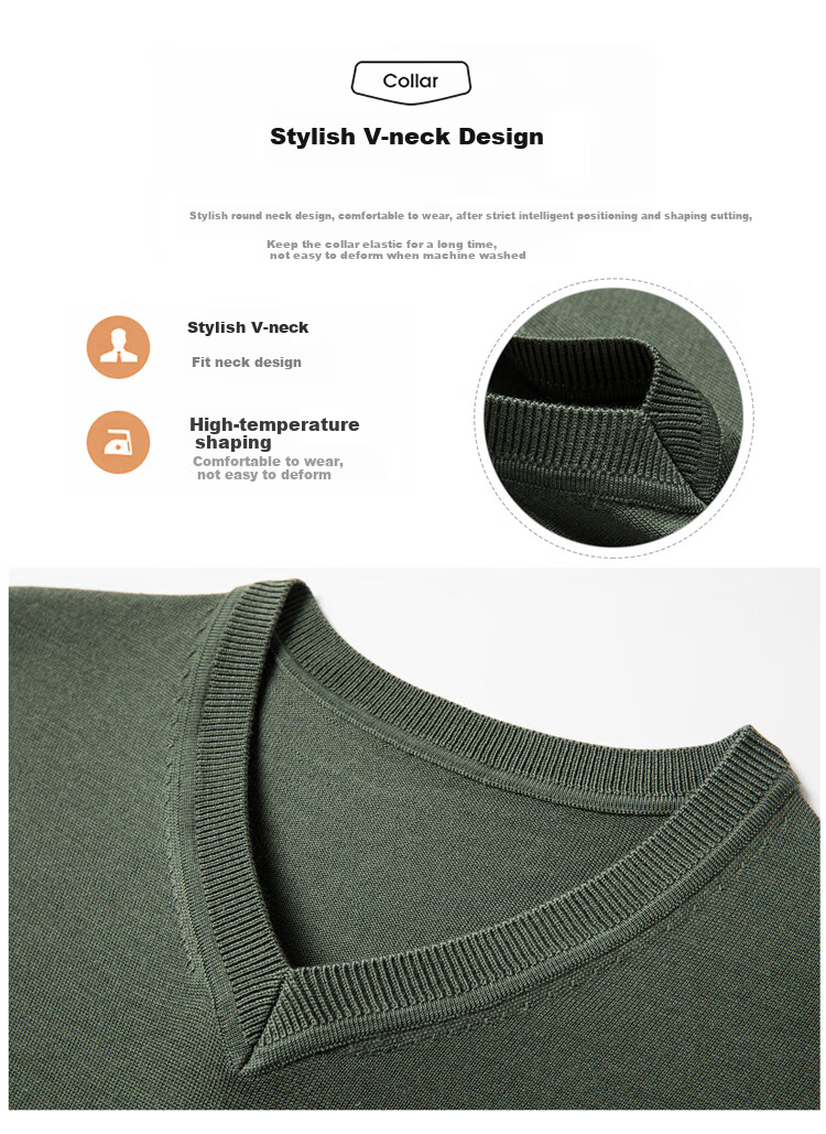 Hengyuanxiang 100% Fine-Spun Wool Sweater for Men, Machine Washable, Autumn And Winter Pullover Thin Sweater, Men's V-Neck Knit Sweater, Business Casual Solid Color Pure Wool Clothing, 20007003, Bright Red, Size 165 6