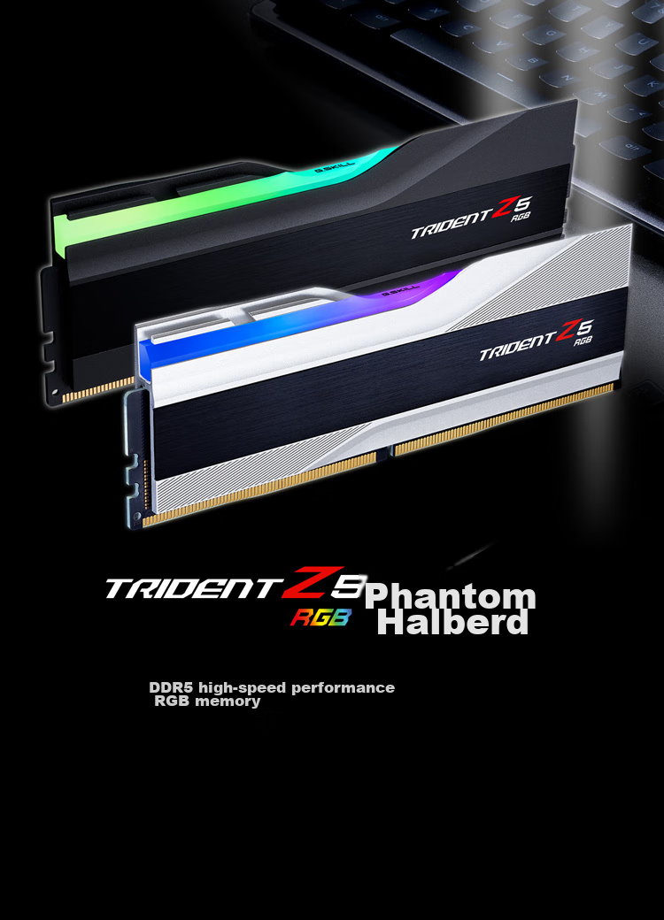 G.SKILL, 64GB (32G X 2) Kit, DDR5 6000MHz, Desktop Memory Module - Trident Z RGB Light Bar (Dark Mist Black)/C36 12