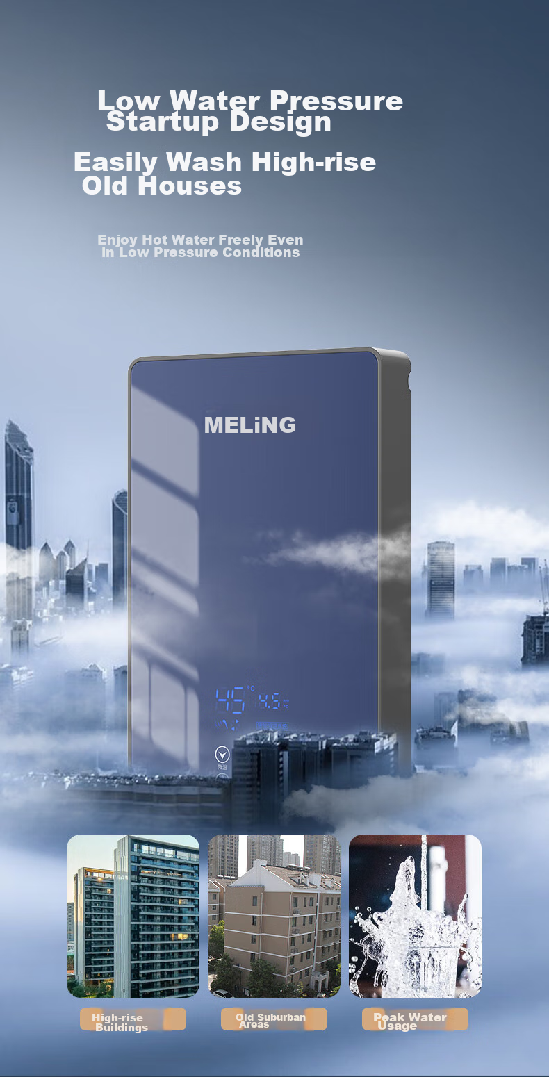 MeiLing Instant Hot Water Heater Mini Kitchen Treasure Fast Heating Household Electric Water Heater 5500W Adjustable Temperature Bathroom/rental House Shower No Storage Water Heater MJR-DC5550S 9