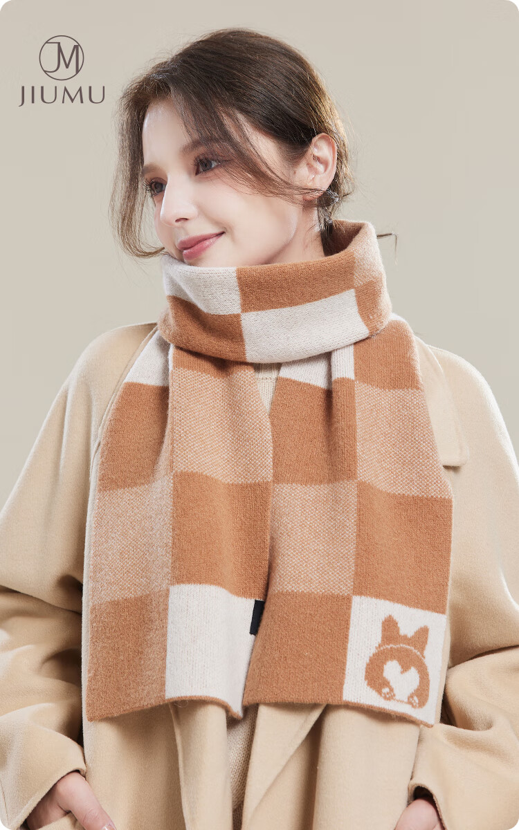 JIUMU Pure Wool Scarf for Women, Autumn And Winter Ladies' Warm Neck Warmer, Gift for Women on Mid-Autumn Festival And Birthday, Gift Box Packaging 1