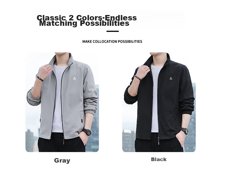 ROMON Men's Jacket, Trendy Winter Business Executive Stand-Collar Casual Windproof Fleece-Lined Coat, Men's Clothing JK83 Gray 4XL 7