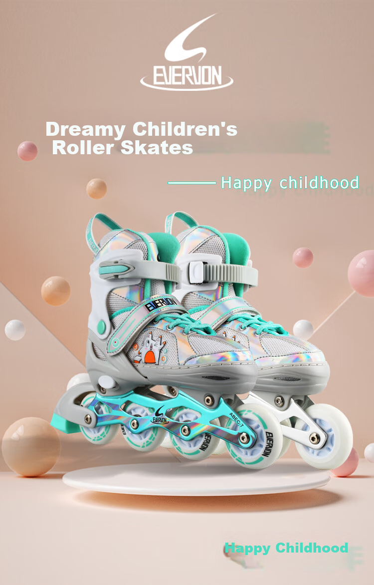 EVERVON Roller Skates for Children 088 Boys And Girls Full Flash Inline Skates with Helmet And Protective Gear Size S Fits 30-33 1