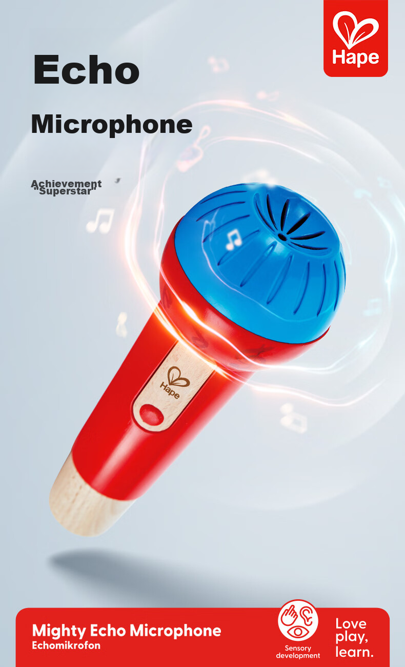 Hape Children's Toy Microphone for Singing And Karaoke, Battery-Free Echo Sound Microphone, Girl's Gift E0337 1