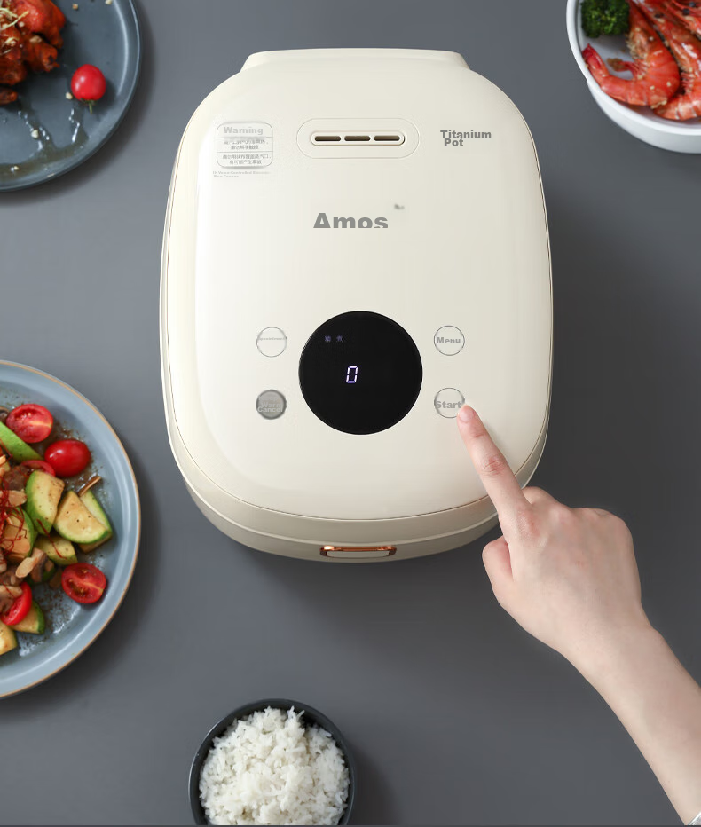 Amos 0 Coated Rice Cooker, Pure Titanium Uncoated Mother And Baby Grade Material Inner Pot, 3L Multifunctional Household Rice Cooker for 3-4 People, Soup And Porridge, Voice-Controlled IH Heating Electric Rice Cooker AS-FB308T 16