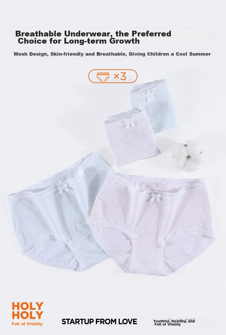 Hzasz Children's Underwear, Girls' Triangle Panties, Pure Cotton Crotch, Antibacterial, for Older Children 6-12 Years Old, Puberty Underpants 1