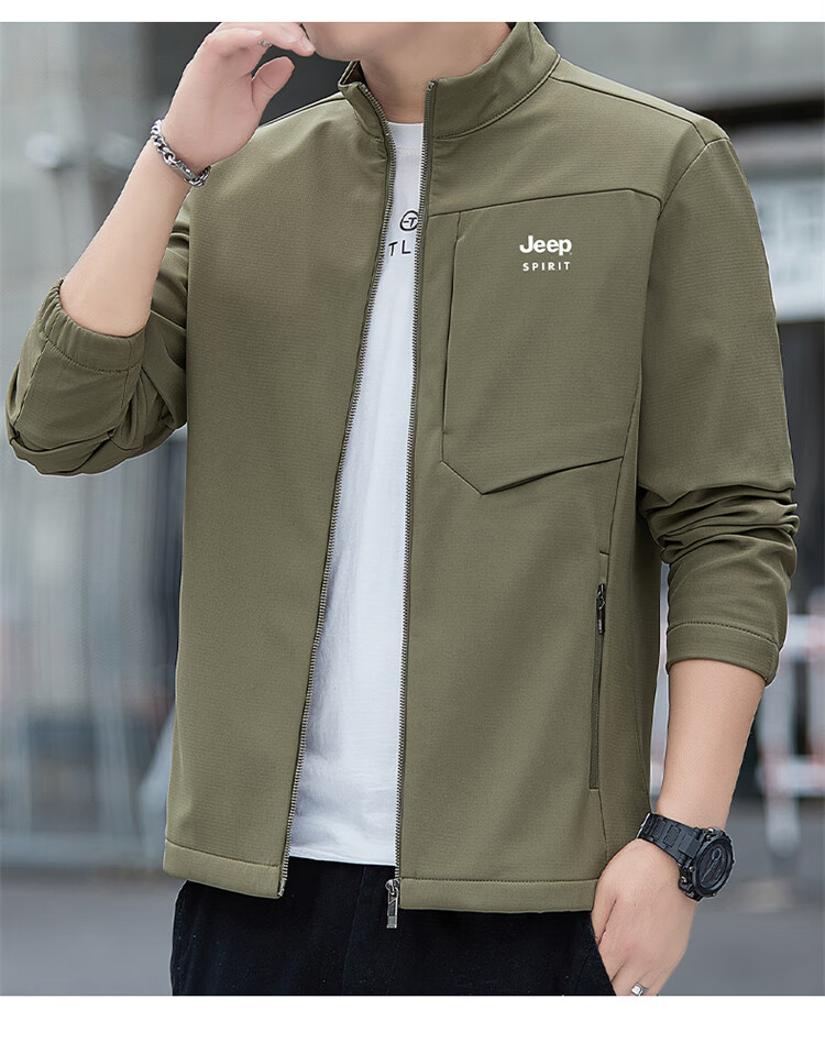 JEEP SPIRIT Men's Softshell Jacket Autumn Winter Men's Workwear Casual Trendy Loose Outerwear 5