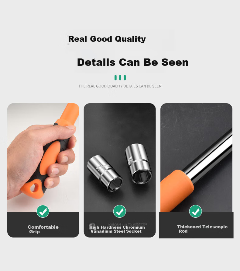 Baolian Car Tire Wrench, L-Shaped Extendable Detachable Socket, 17/19/21/23 Hexagonal Sleeve, Auto Repair Tool Wrench 2