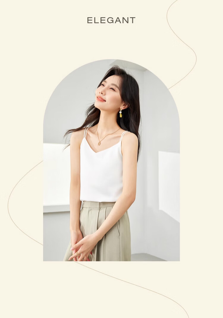 GUJIN Ice Silk Satin Women's Camisole Tank Top Sleeveless Backless Base Layer Versatile Blazer Top Champagne XL 12