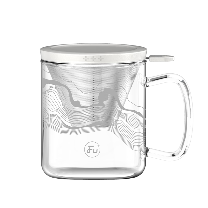 FU High Borosilicate Glass Tea Cup with Lid, Tea Infuser, Personal Use, Premium Men's Tea Drinking Cup