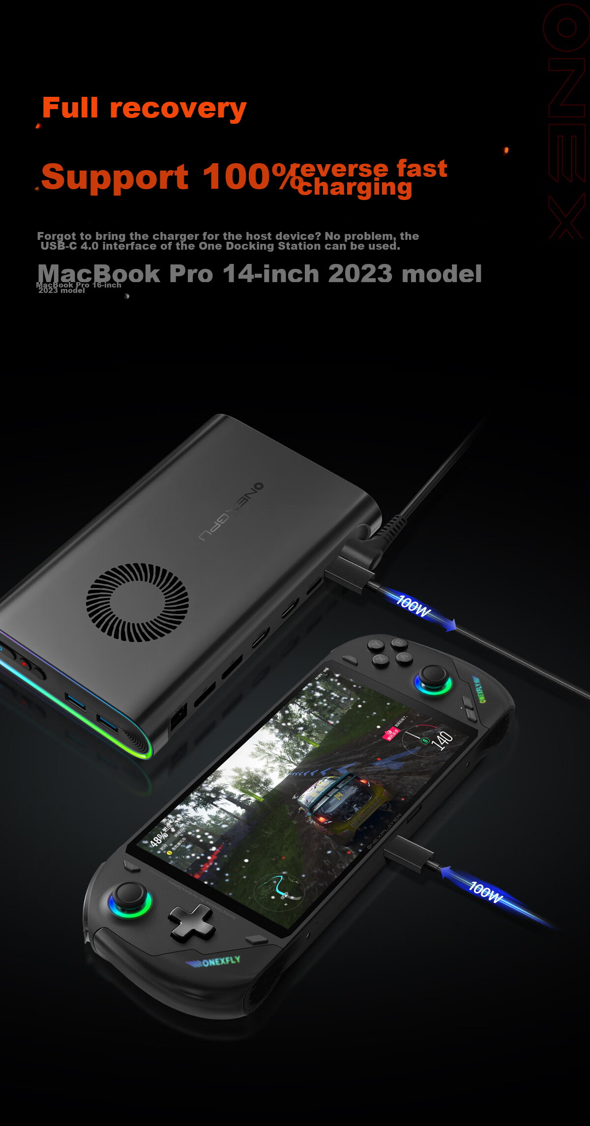 One XPlayer ONEXGPU Graphics Card Expansion Dock for Laptop, Tablet, PC Gaming Handheld, External AMD 7800M Independent Thunderbolt Graphics Card 19