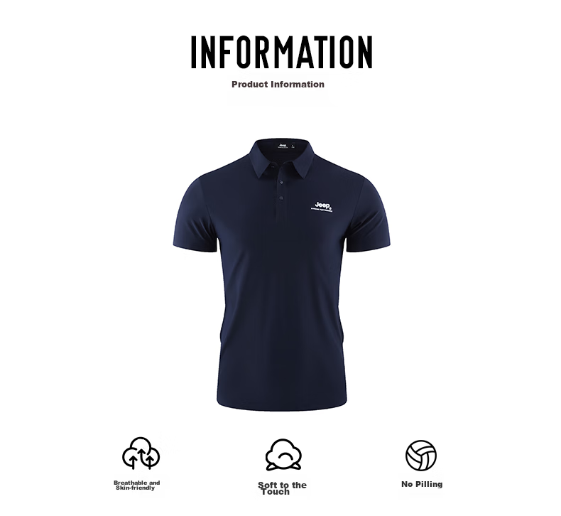 JEEP Men's Short Sleeve Polo Shirt Outdoor Sports Ice Cooling Quick-Dry Business Casual Fitness T-Shirt 33