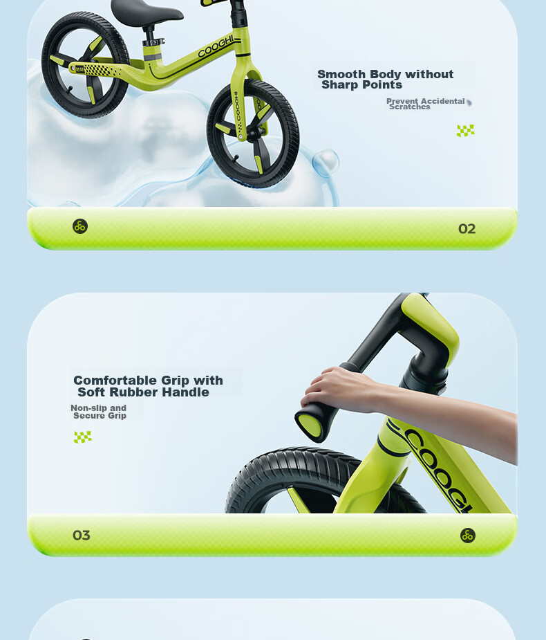 COOGHI Children's Balance Bike for Ages 3-8, Toddler Scooter, 14-Inch Lightweight Frame, Big Kids' Leisure Inflatable Wheel S4 Kuqi 25
