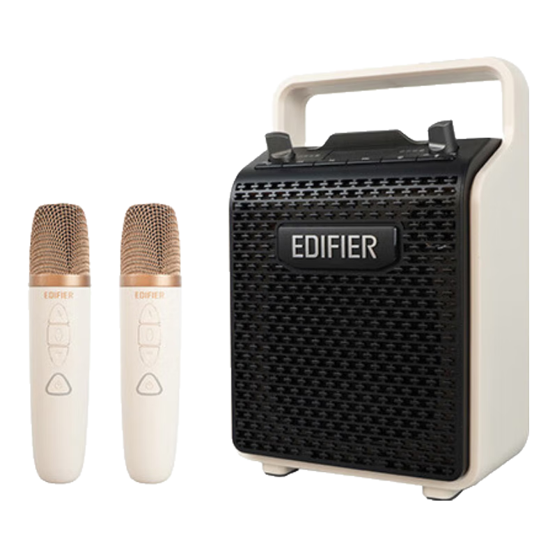 EDIFIER PP205S Dual Microphone Portable Bluetooth Speaker, Outdoor Karaoke Speaker, Teaching Amplifier, Moonlight White
