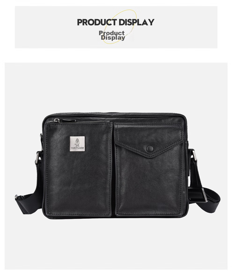Hush Puppies Shoulder Bag for Men, Genuine Leather Crossbody Bag, Trendy Fashionable Large Capacity Messenger Bag, Business Casual Handbag 9