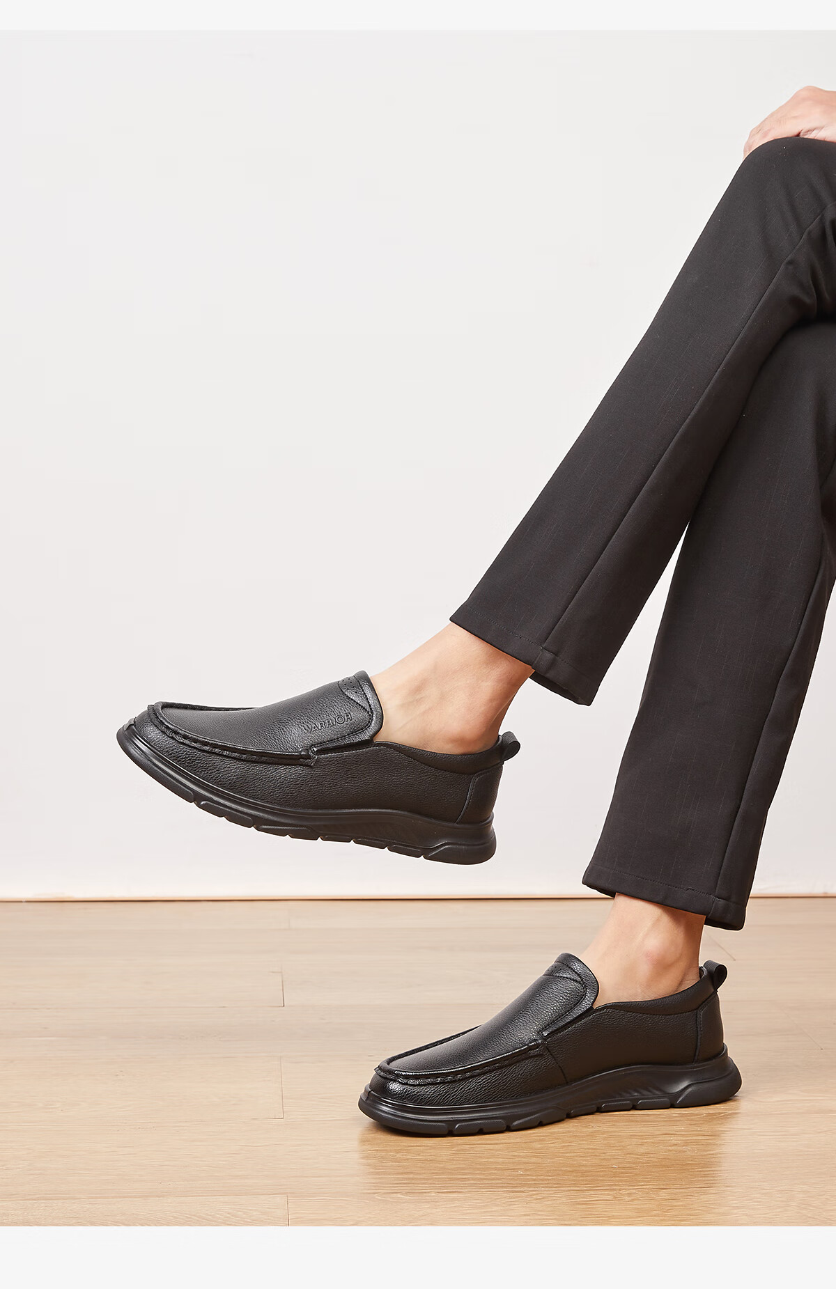 Huili Men's Shoes, Spring And Summer Comfortable Versatile Leather Shoes, Business Commute Lightweight Slip-On Soft-Soled Casual Shoes, Black, Size 41 6