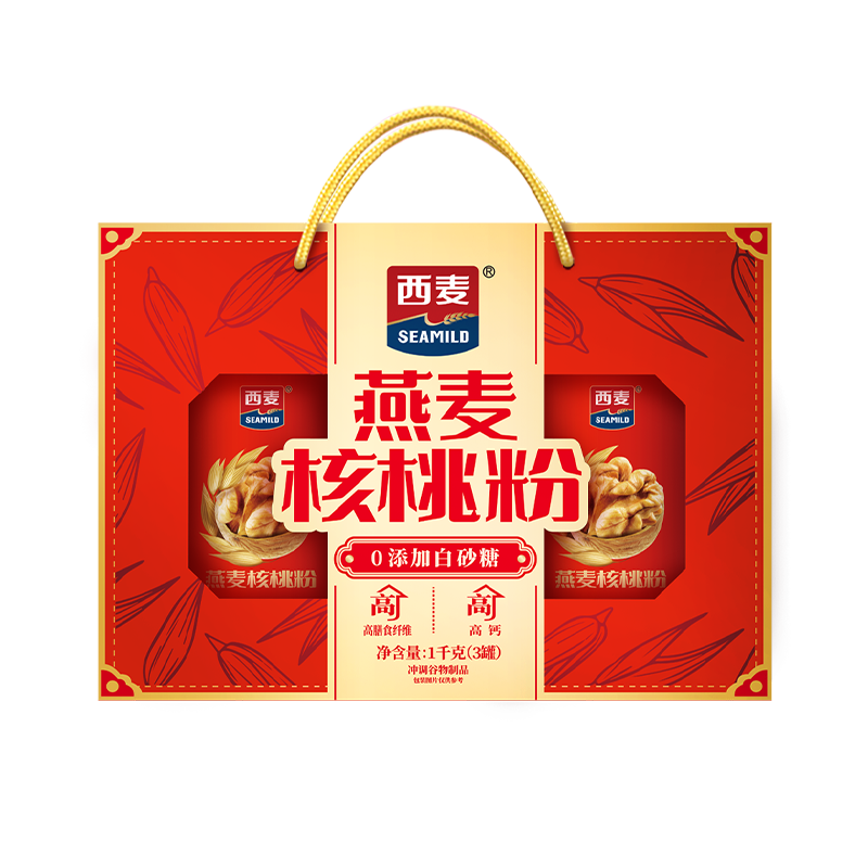 西麦燕麦片核桃粉礼盒1000g五谷代餐粉营养早餐送礼佳品