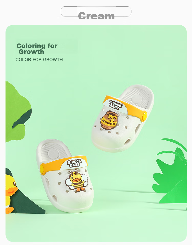 B.Duck Children's Slippers, Boys' Sandals, Kids' Clogs, Girls' Shoes, Home Slippers, BY1310909, Yellow, Size 32 7