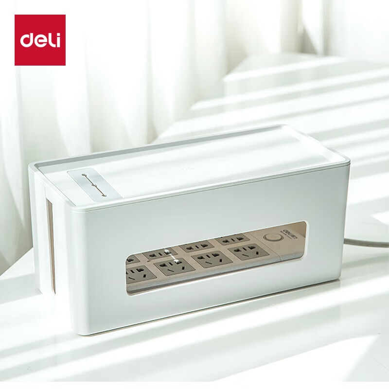 Органайзер для проводов Deli 8921, настольный, для розеток, белый