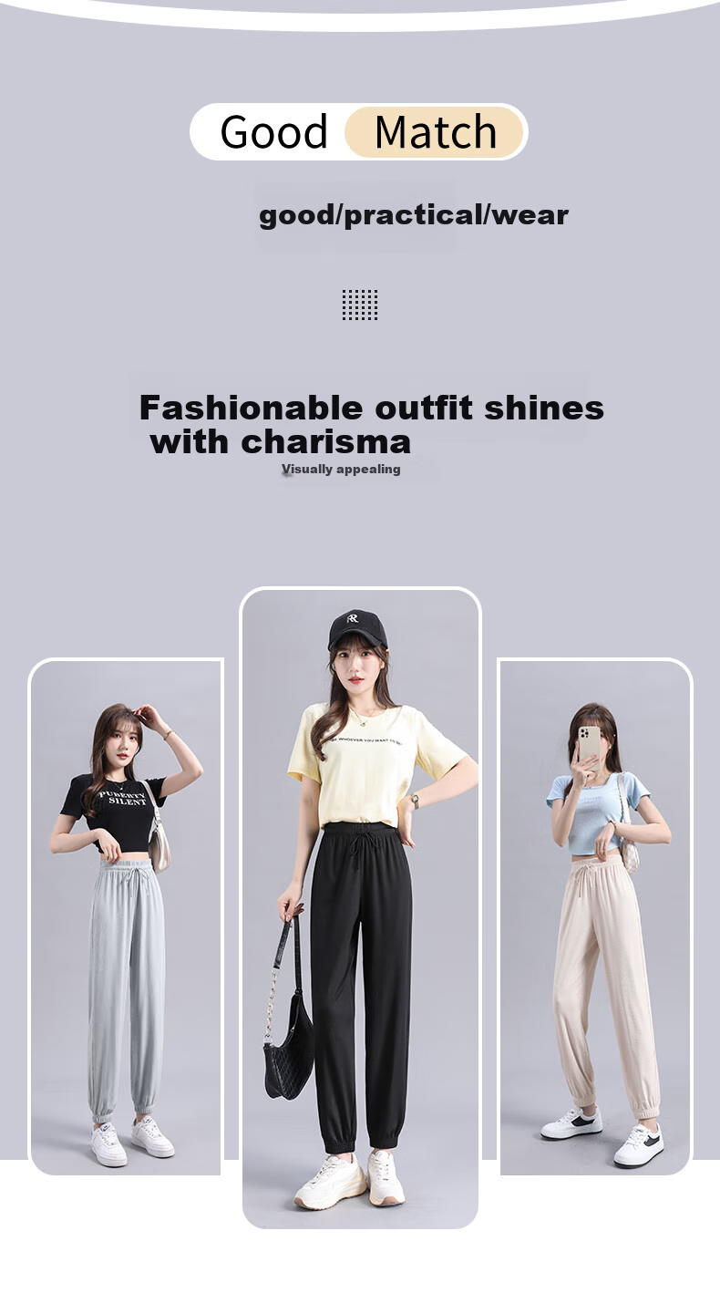 MJ STYLE Ice-Cool Tapered Pants for Women, Summer 2026 Thin Style, Petite Slimming Effect, Silky Draping Breathable Sports Casual Pants for Wome 5