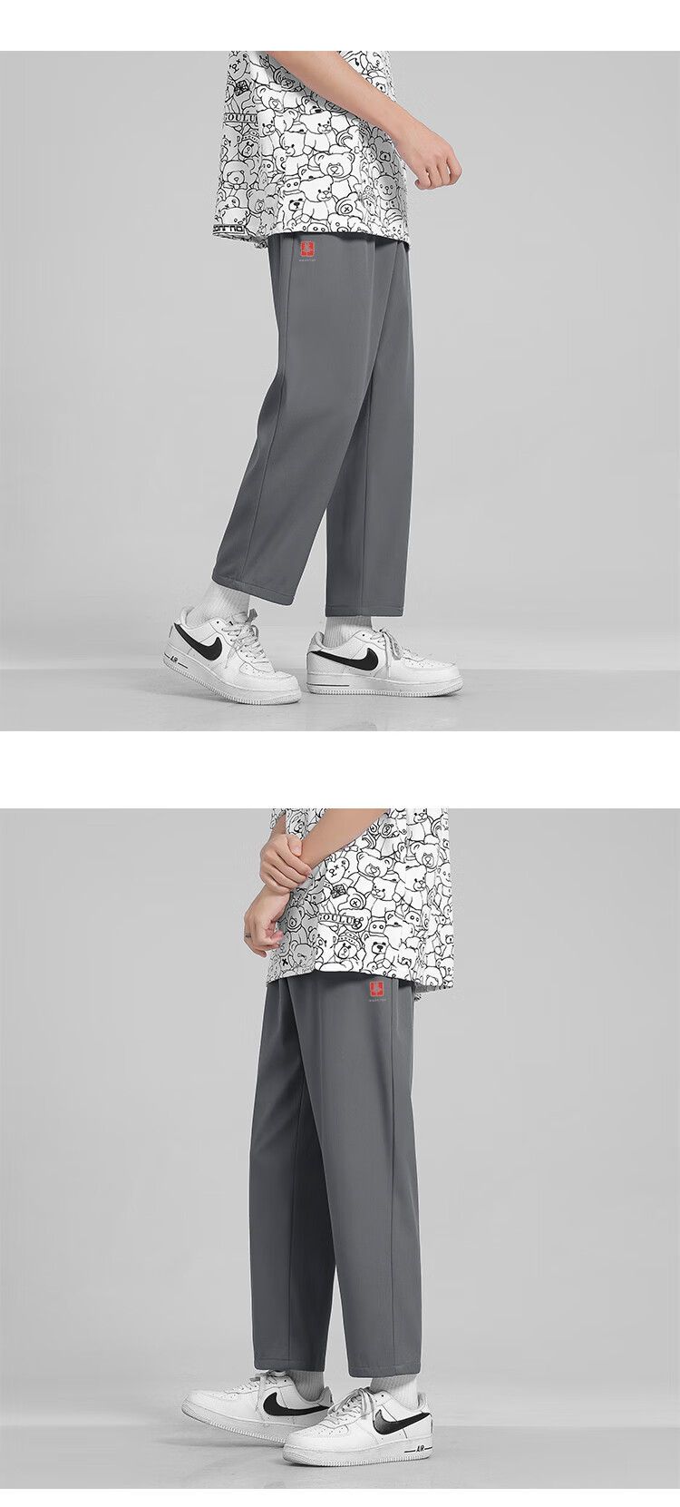 MMOPTOP Ice Silk Casual Pants for Men, Spring And Summer Trendy Printed Breathable Thin Loose-Fitting Sweatpants HC03 Black M 6